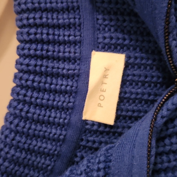 Poetry Blue Zip Up Sweater with Ribbed Knit - Picture 2 of 8